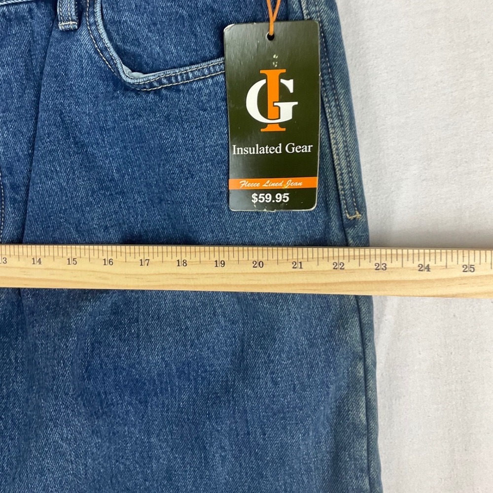 Insulated Gear Mens Jeans 40x32 (fits 40x31) Blue Fleece Lined Denim Work Pants - Picture 8 of 13